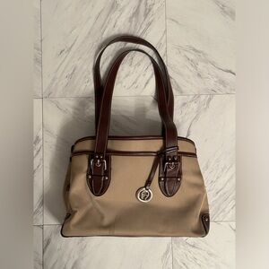 Vintage Etienne Aigner canvas and leather purse handbag shoulder bag
